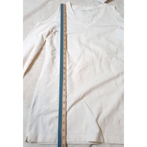 NWT Soft Surroundings Jersey Knit Cold Shoulder Sweater Top Shirt Solid White XS - Picture 3 of 7